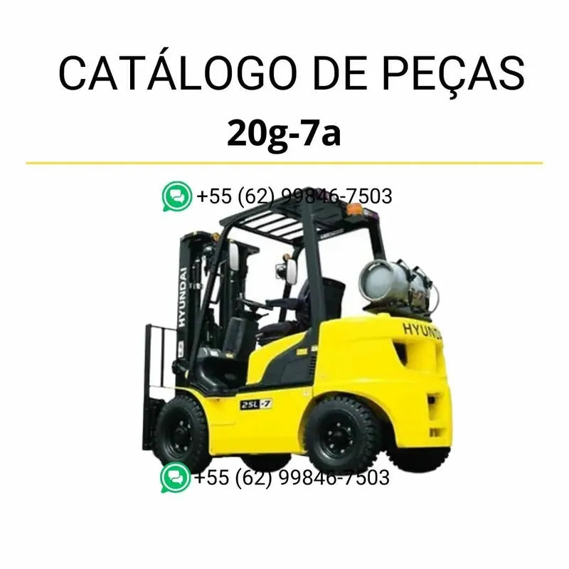 Catálogo de peças das empilhadeiras Hyundai 15G, 18G e 20G-7A em PDF, com diagramas técnicos completos e lista detalhada de componentes originais.