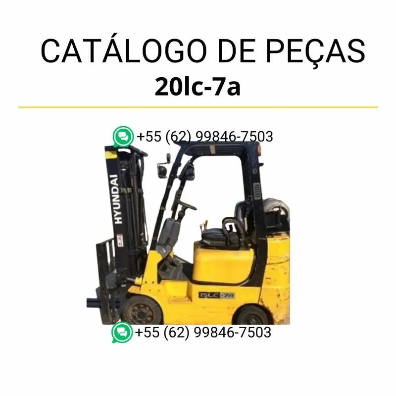 Catálogo de peças Hyundai 15LC-18LC-20LC-7A em inglês, com diagramas técnicos detalhados e lista completa de componentes originais em PDF.