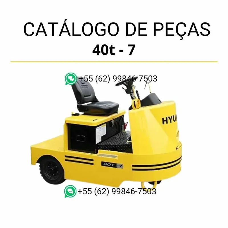 Catálogo de peças das empilhadeiras Hyundai 15P-7 e 40T-7 em inglês (PDF) com diagramas técnicos detalhados e identificação completa dos componentes originais.