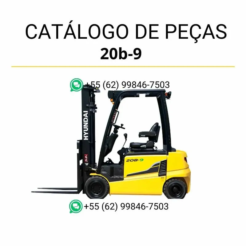 Catálogo de peças Hyundai 16-18-20B-9 em inglês, com ilustrações técnicas completas, diagramas detalhados e lista de componentes originais em PDF.