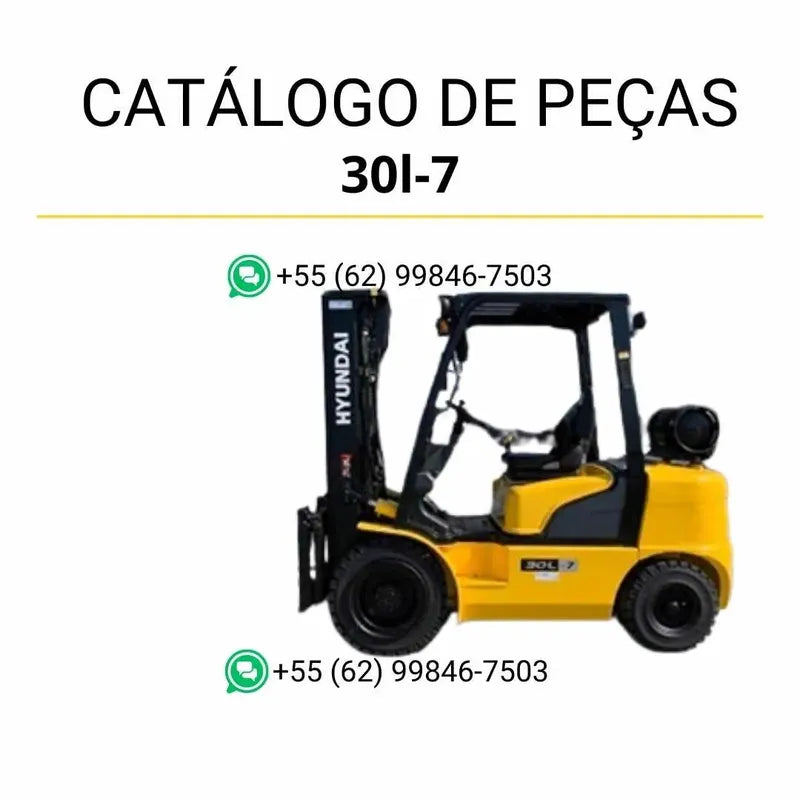 Catálogo de peças das empilhadeiras Hyundai 20U, 25U e 30L-7 em inglês (PDF) com diagramas técnicos e vistas explodidas detalhadas dos componentes.