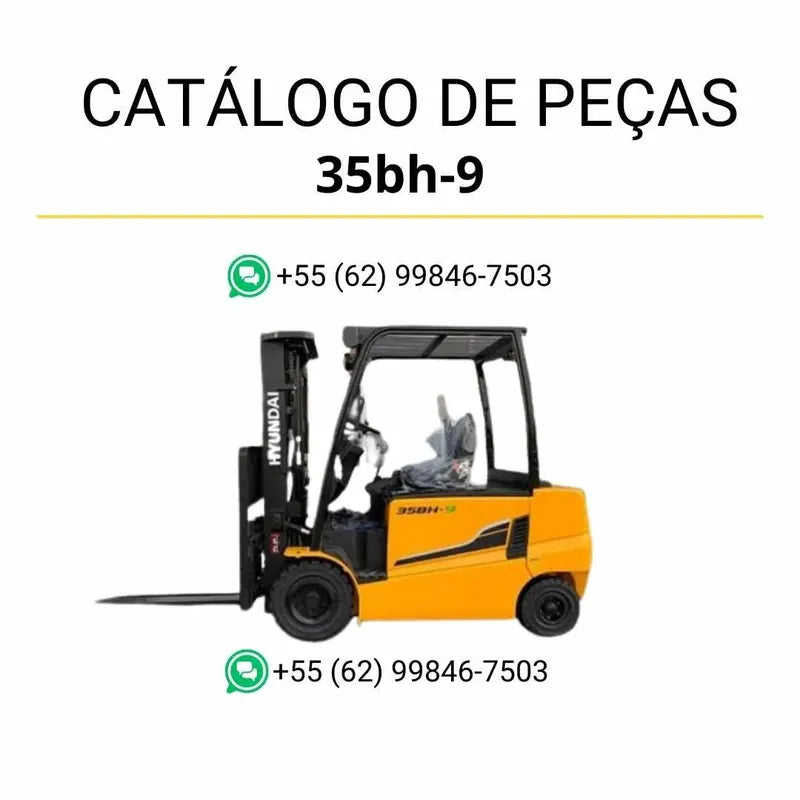 Catálogo de peças Hyundai 22-25-30-35BH-9 em inglês, com diagramas técnicos detalhados, vistas explodidas e lista completa de componentes originais em PDF.