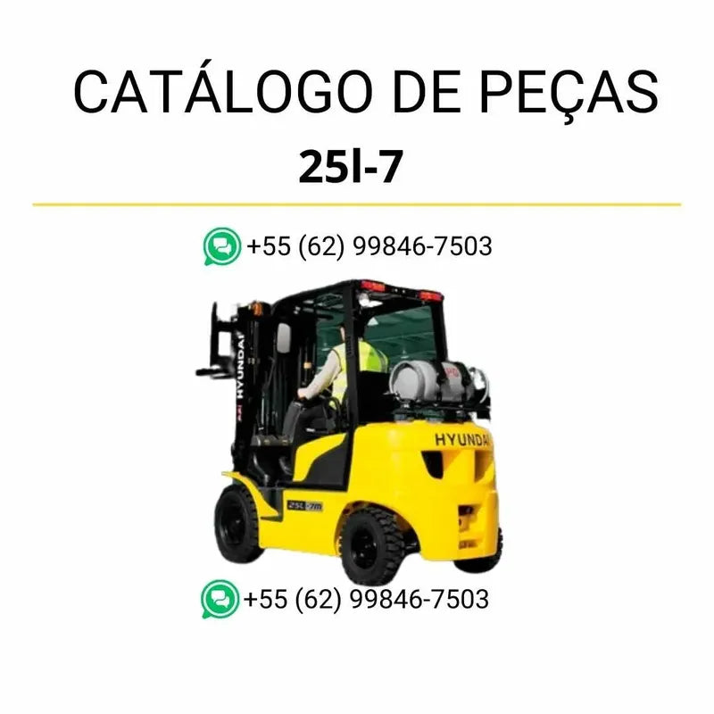 Catálogo de peças da empilhadeira Hyundai 25L-7 em PDF, com diagramas técnicos ilustrados e lista completa de componentes originais.