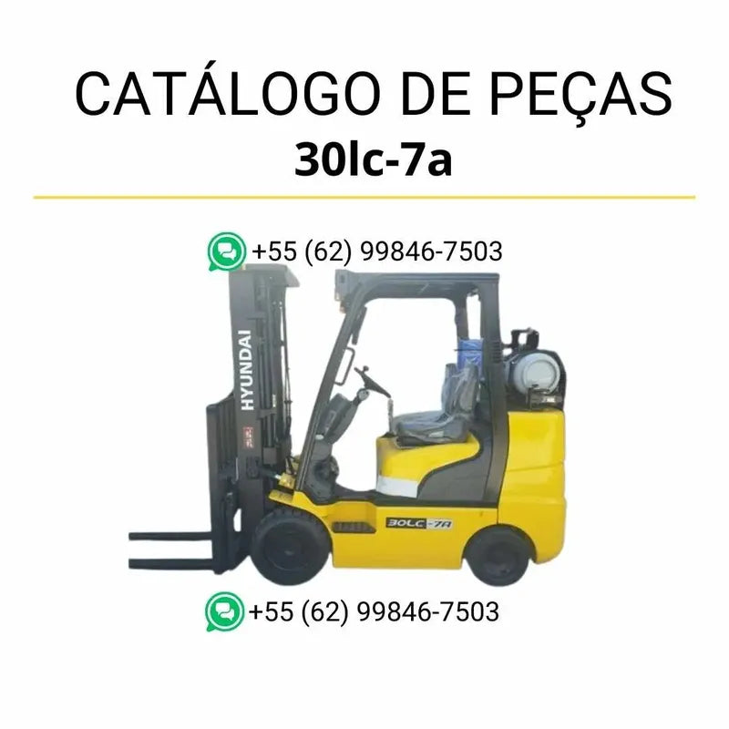 Catálogo de peças Hyundai 25LC-30LC-7A em PDF com diagramas técnicos e lista detalhada de componentes originais da empilhadeira.