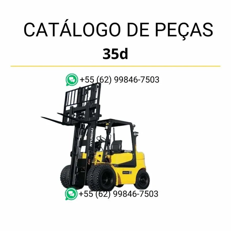 Catálogo de peças das empilhadeiras Hyundai 35D, 40D e 45D-7 em PDF, com diagramas técnicos detalhados e lista completa de componentes originais.