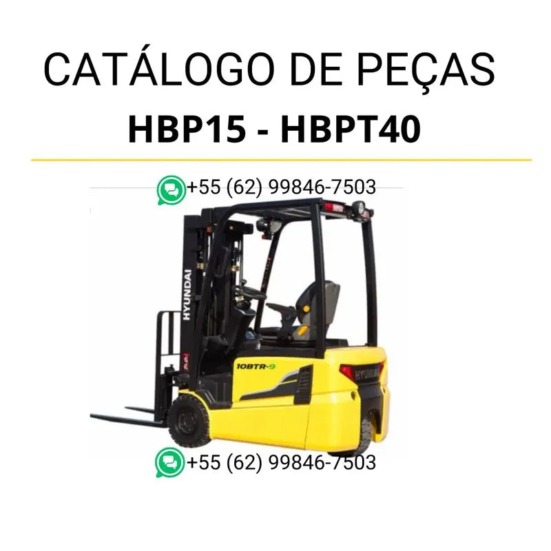 Catálogo de peças Hyundai HBP15 e HBPT40 em PDF, com diagramas técnicos ilustrados e lista completa de componentes originais.