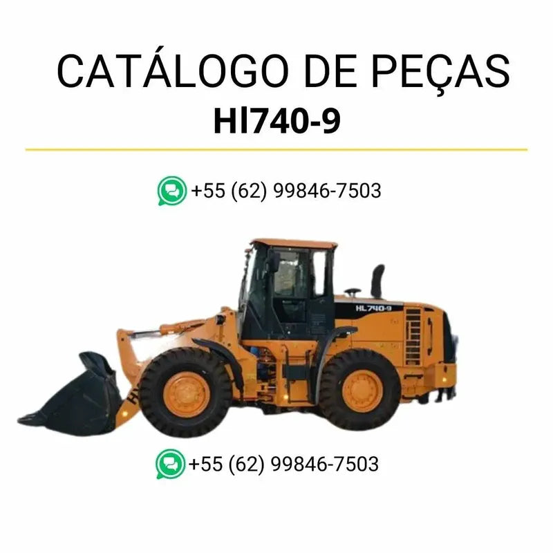 Catálogo de peças Hyundai HL740-9 em inglês, com diagramas técnicos completos, ilustrações detalhadas e lista de componentes originais em formato PDF.