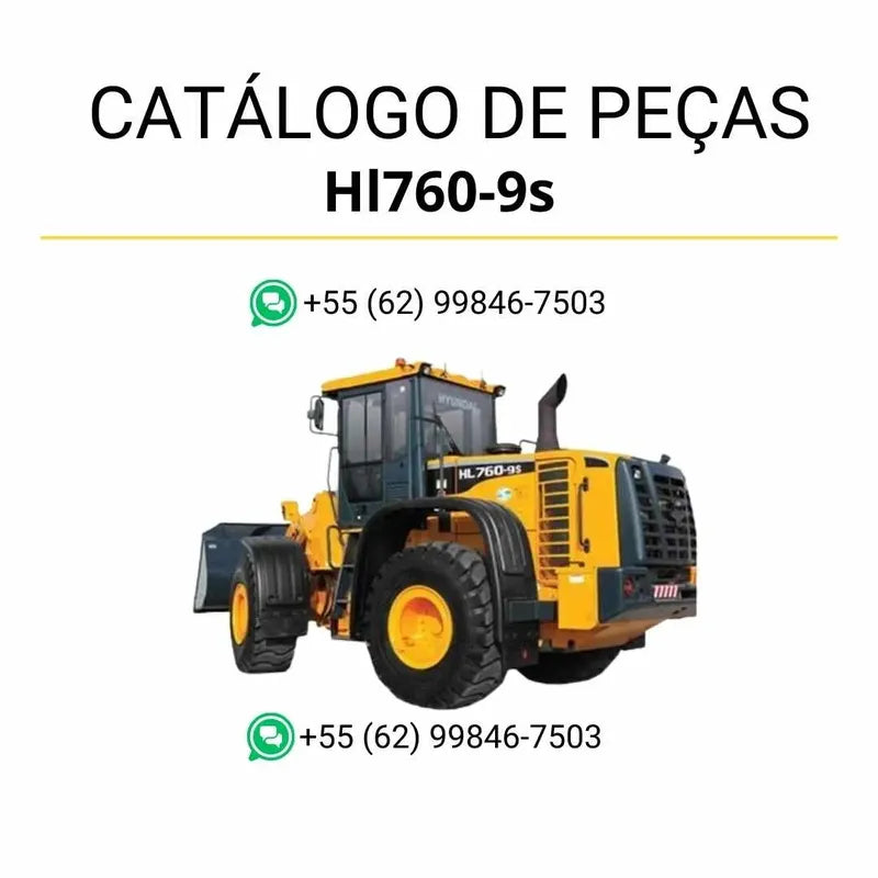 Catálogo de peças da pá carregadeira Hyundai HL760-9S em inglês (PDF) com diagramas completos e vistas explodidas para identificação precisa.