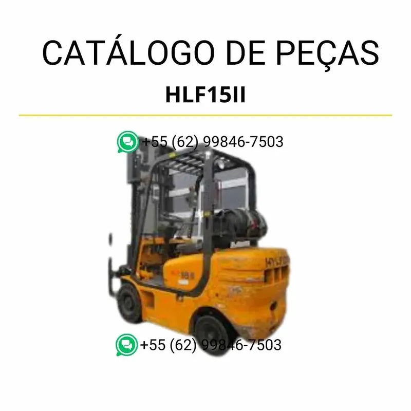 Catálogo de peças das empilhadeiras Hyundai HLF15II e HLF18II em PDF, com ilustrações detalhadas e guia completo de componentes originais.