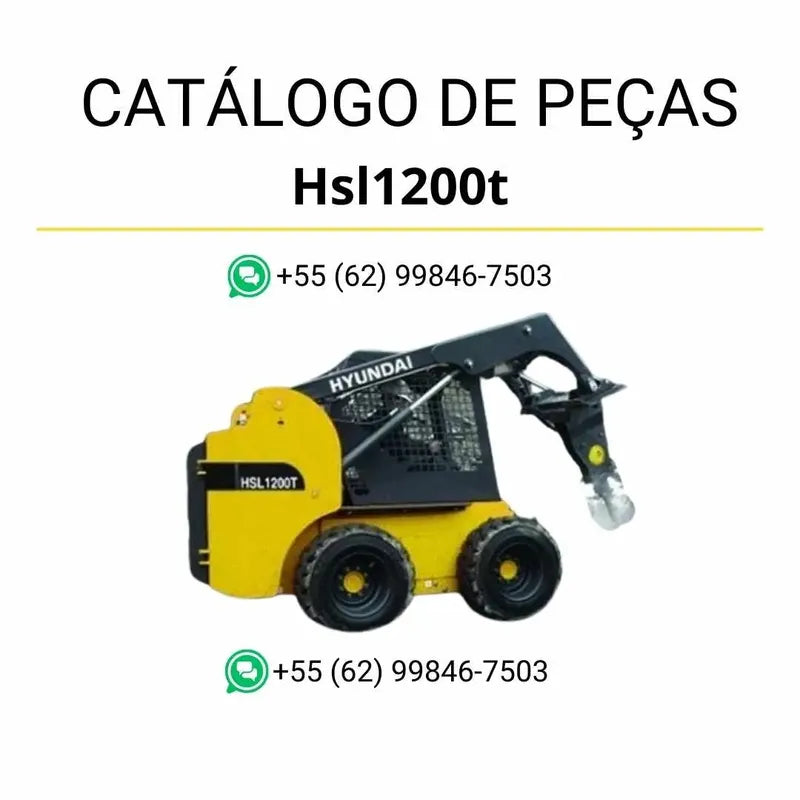 Catálogo de peças da mini carregadeira Hyundai HSL1200T em PDF, com ilustrações técnicas detalhadas e lista completa de componentes originais.