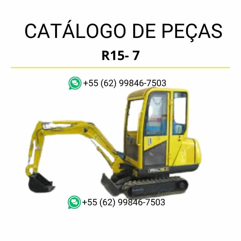 Catálogo de peças Hyundai R15-7 em inglês, PDF completo com diagramas técnicos e lista detalhada de componentes originais para manutenção precisa.
