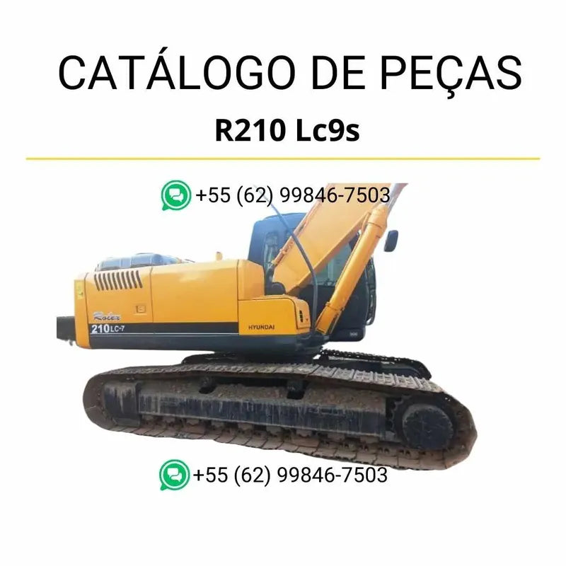 Catálogo de peças da escavadeira Hyundai R210LC9S em PDF, com ilustrações técnicas detalhadas e lista completa de componentes originais.
