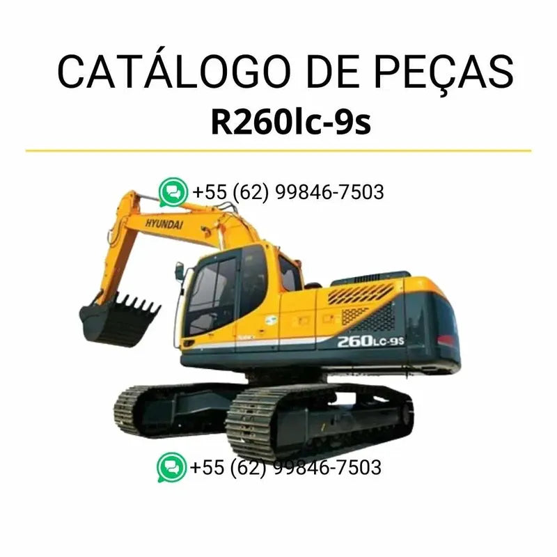 Catálogo de peças Hyundai R260LC-9S em inglês, PDF detalhado com diagramas técnicos e lista completa de componentes originais da escavadeira.