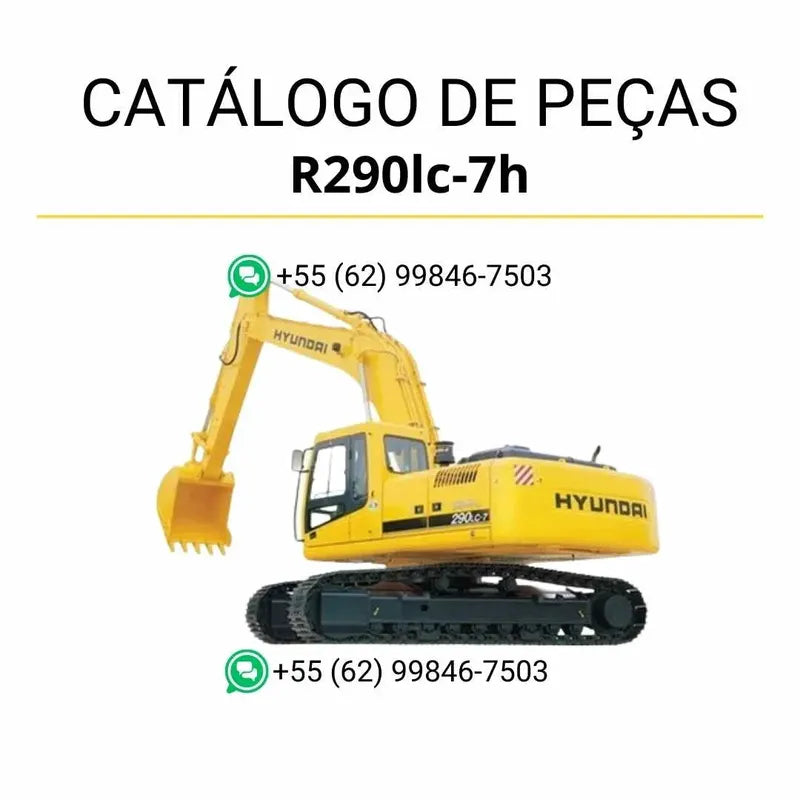 Catálogo de peças da escavadeira Hyundai R290LC-7H em inglês, PDF completo com diagramas técnicos detalhados e lista de componentes originais para manutenção.