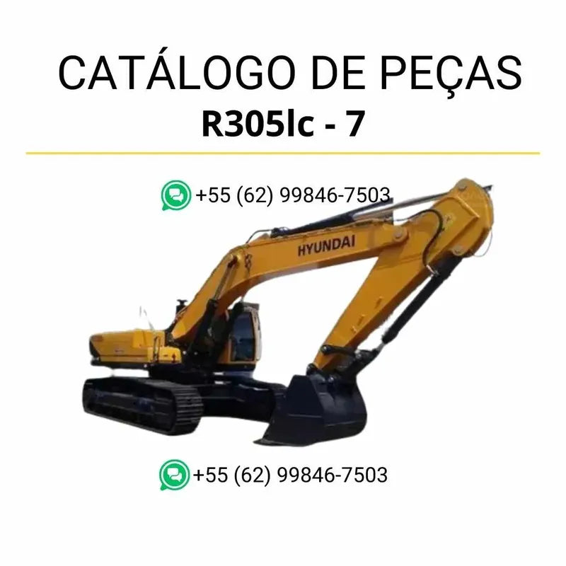 Catálogo de peças da escavadeira Hyundai R305LC-7 em PDF, com ilustrações técnicas e lista completa de componentes originais.