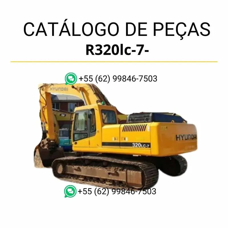 Catálogo de peças Hyundai R320LC-7 em PDF com diagramas técnicos detalhados e identificação completa dos componentes originais.