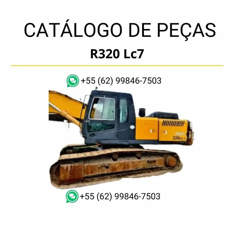 Catálogo de peças da escavadeira Hyundai R320LC7 em PDF, com ilustrações técnicas detalhadas e lista completa de componentes originais.