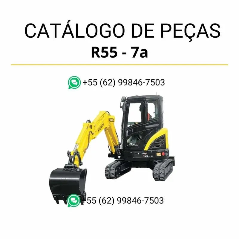 Catálogo de peças Hyundai R35Z-7A em inglês, com ilustrações técnicas detalhadas, diagramas completos e lista de componentes originais em PDF.