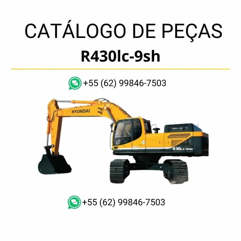 Catálogo de peças da escavadeira Hyundai R430LC-9SH em PDF, com diagramas técnicos detalhados e lista completa de componentes originais.