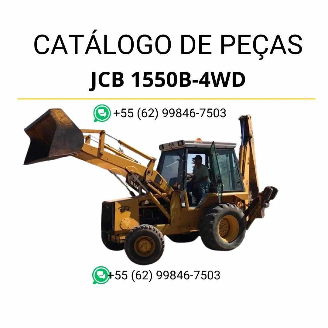 Catálogo de peças JCB 1550B 4WD em PDF com ilustrações técnicas e identificação completa dos componentes da retroescavadora