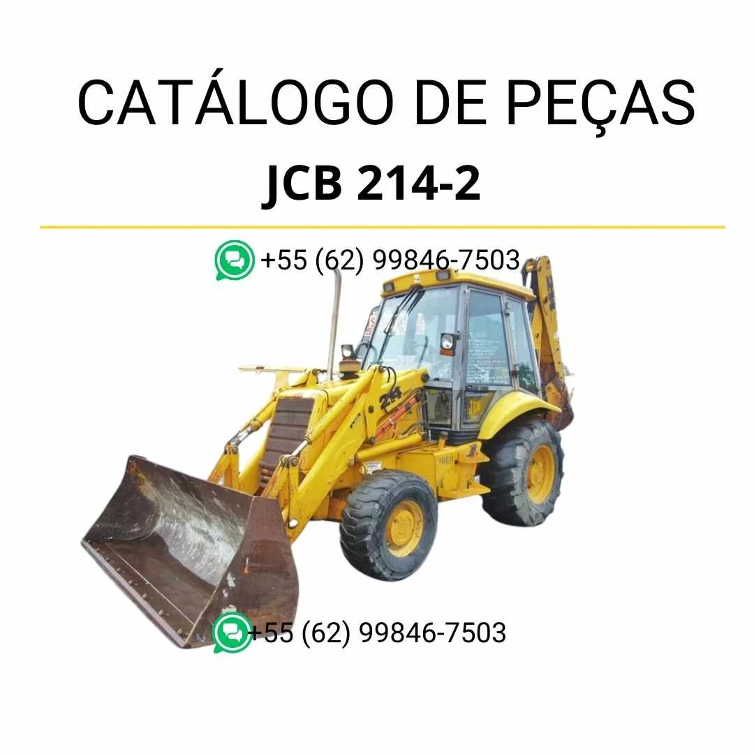 Catálogo de peças JCB 214-2 em PDF, com vistas técnicas, componentes originais e identificação completa da retroescavadora