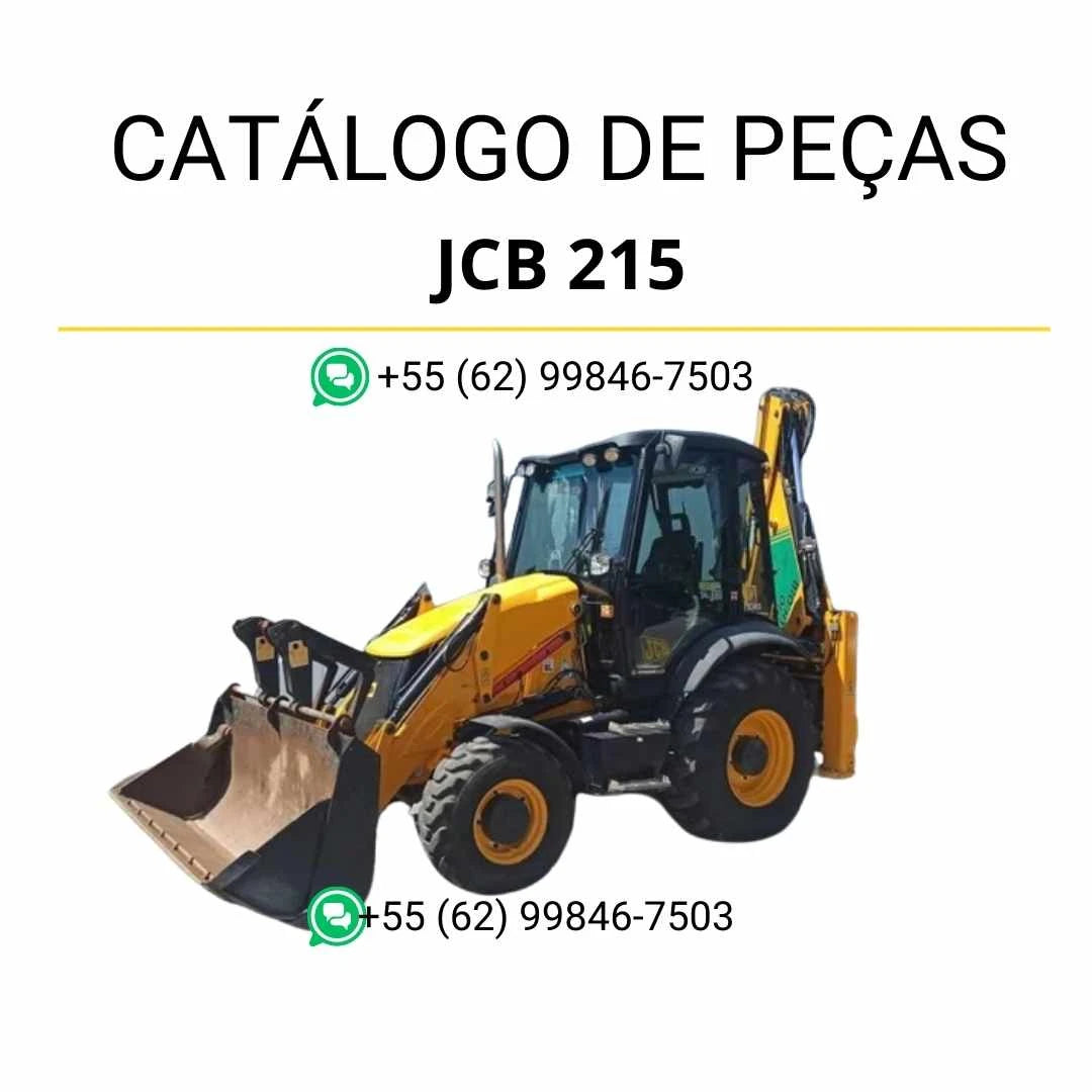 Catálogo de peças JCB 215/3CX 15-PC em PDF, com ilustrações técnicas detalhadas e identificação completa dos componentes da retroescavadora
