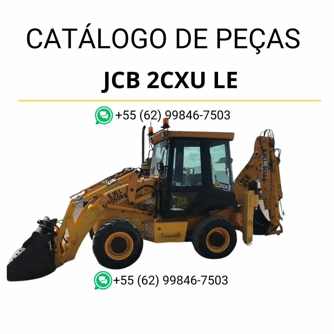 Catálogo de peças JCB 2CXU LE em PDF com ilustrações técnicas, identificação de componentes e detalhes completos da retroescavadora