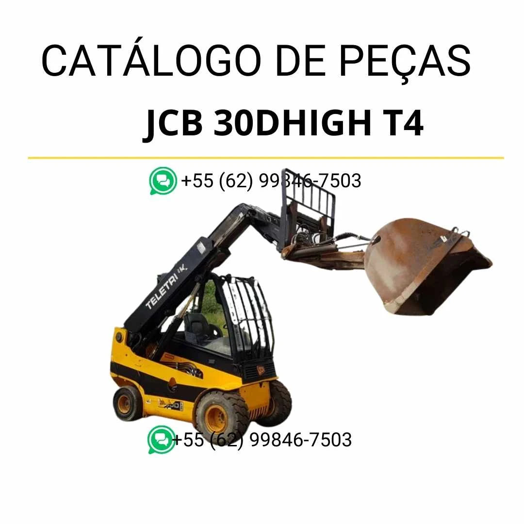 Catálogo de peças JCB 30DHIGH T4 em PDF, com vistas técnicas detalhadas, diagramas completos e identificação dos componentes do Teletruk.