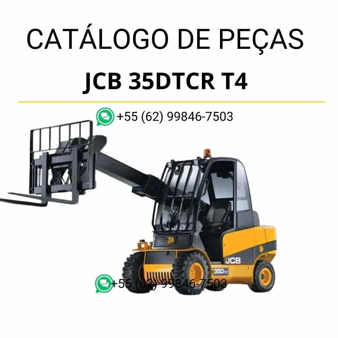 Catálogo de peças JCB 35DTCR T4 em PDF, com ilustrações técnicas detalhadas e identificação completa dos componentes do modelo Teletruk.