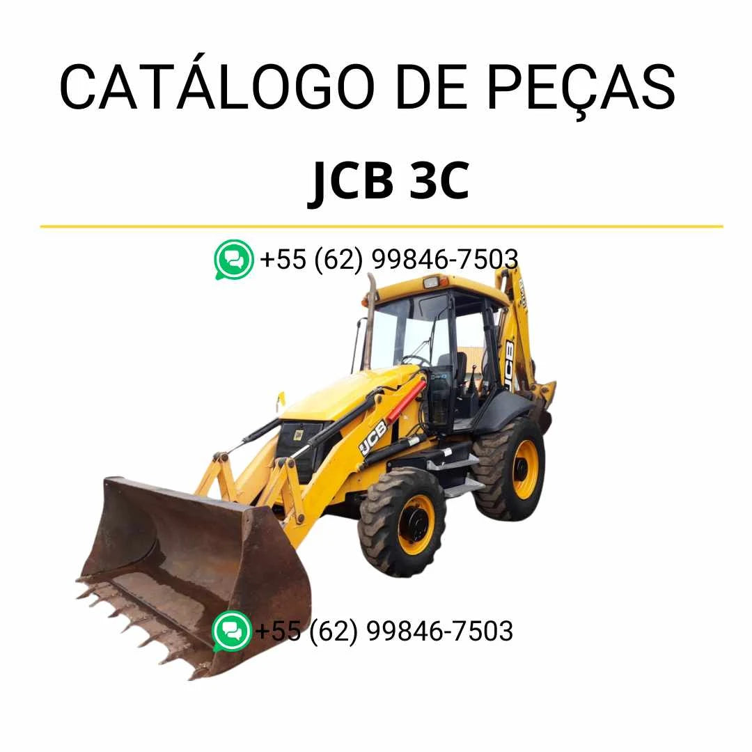 Catálogo de peças JCB 3C em PDF com ilustrações técnicas detalhadas e identificação completa dos componentes da retroescavadora