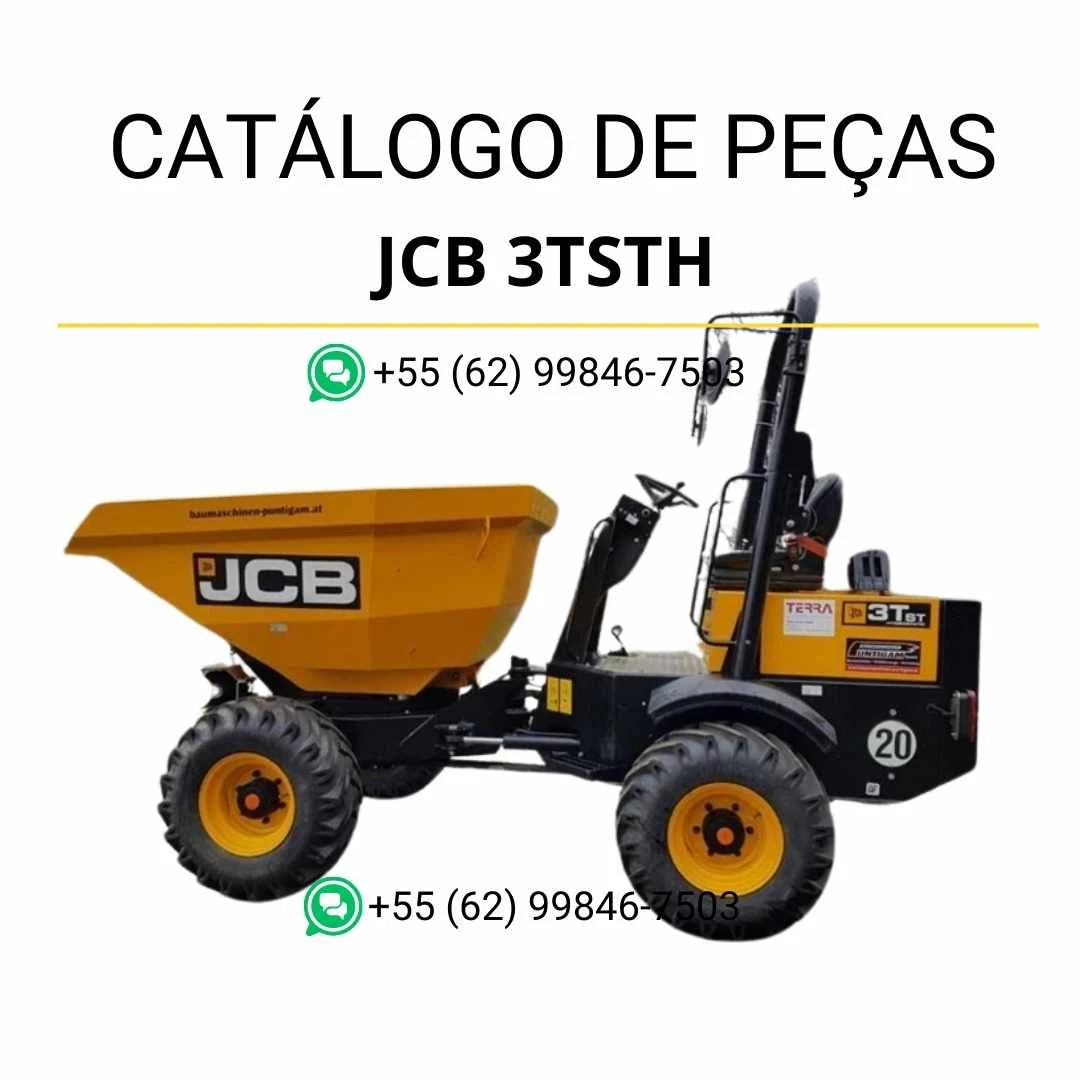 Catálogo de peças JCB 3TSTH Site Dumper em PDF, com ilustrações técnicas detalhadas e identificação completa dos componentes originais