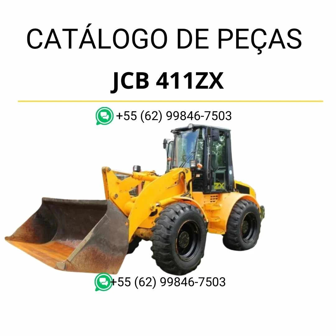 Catálogo de peças JCB 411ZX em PDF com ilustrações técnicas e identificação completa dos componentes do carregador de rodas