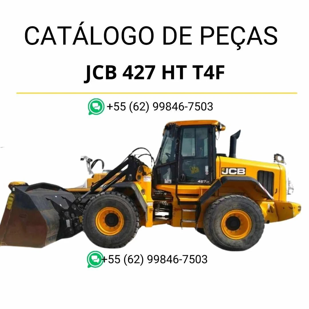 Catálogo de peças JCB 427 HT T4F em PDF, com ilustrações técnicas detalhadas e identificação completa dos componentes do carregador de rodas