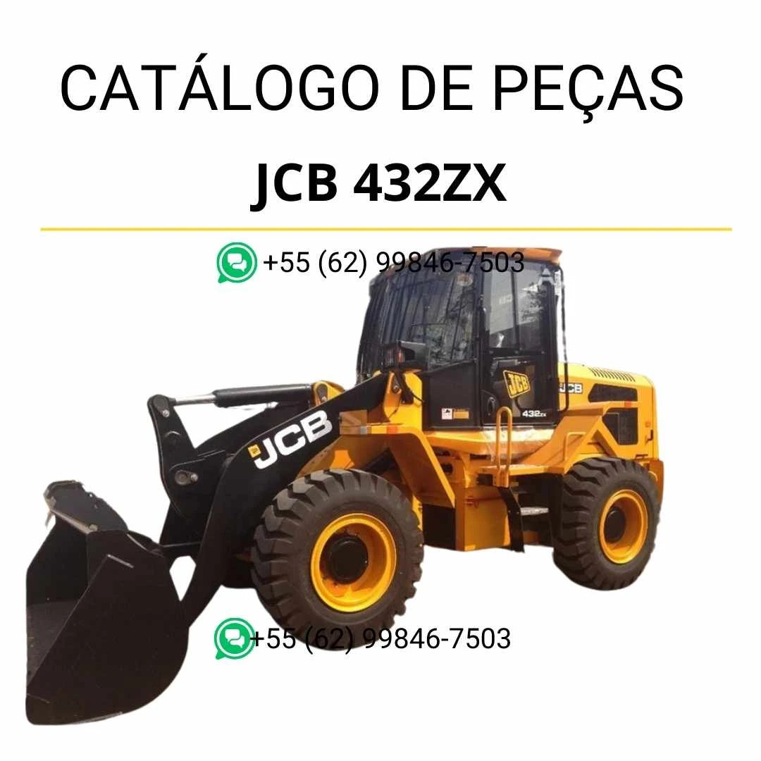 Catálogo de peças JCB 432ZX em PDF com diagramas técnicos detalhados e identificação de todos os componentes do carregador de rodas