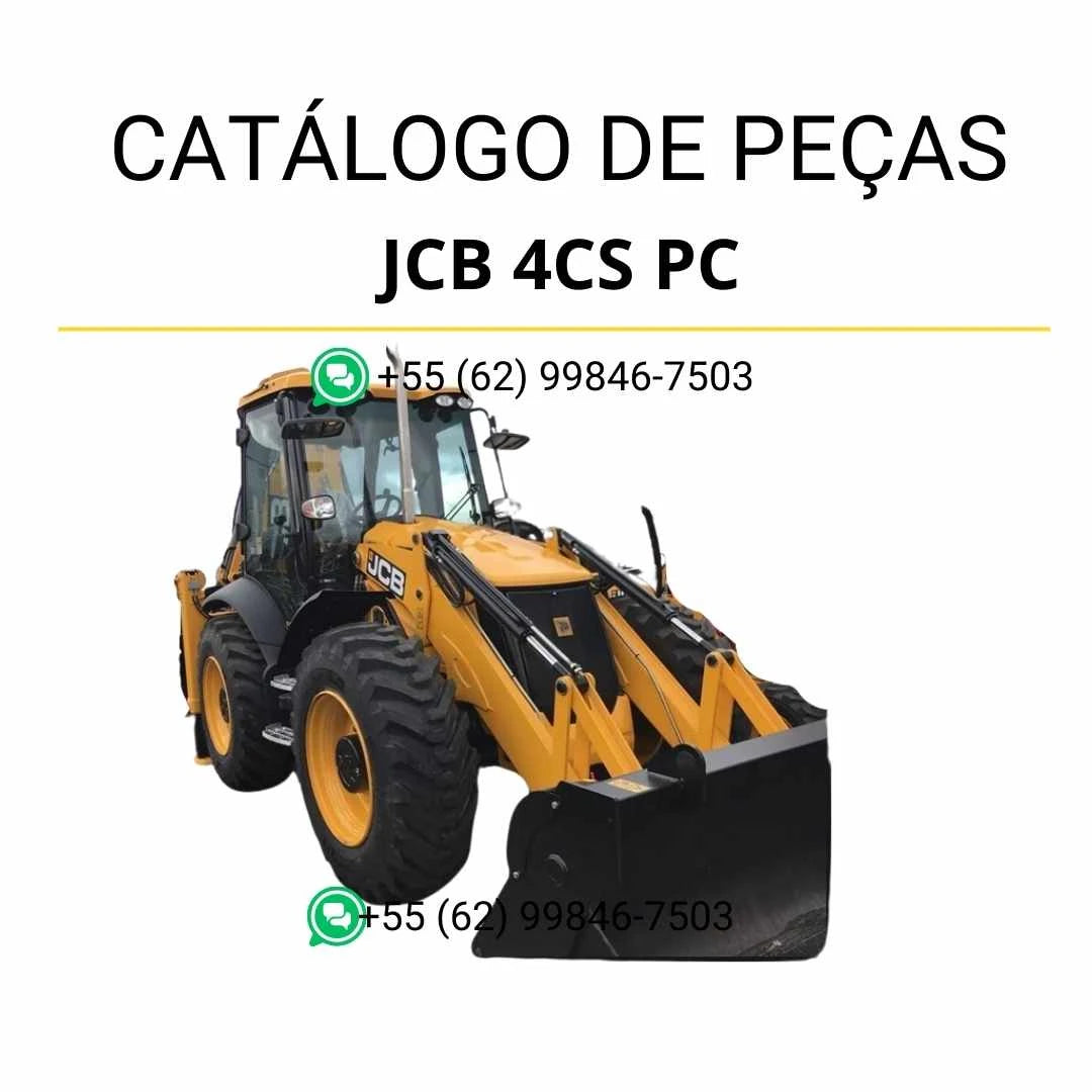 Catálogo de peças JCB 4CS PC em PDF, com ilustrações detalhadas e identificação completa dos componentes da retroescavadora