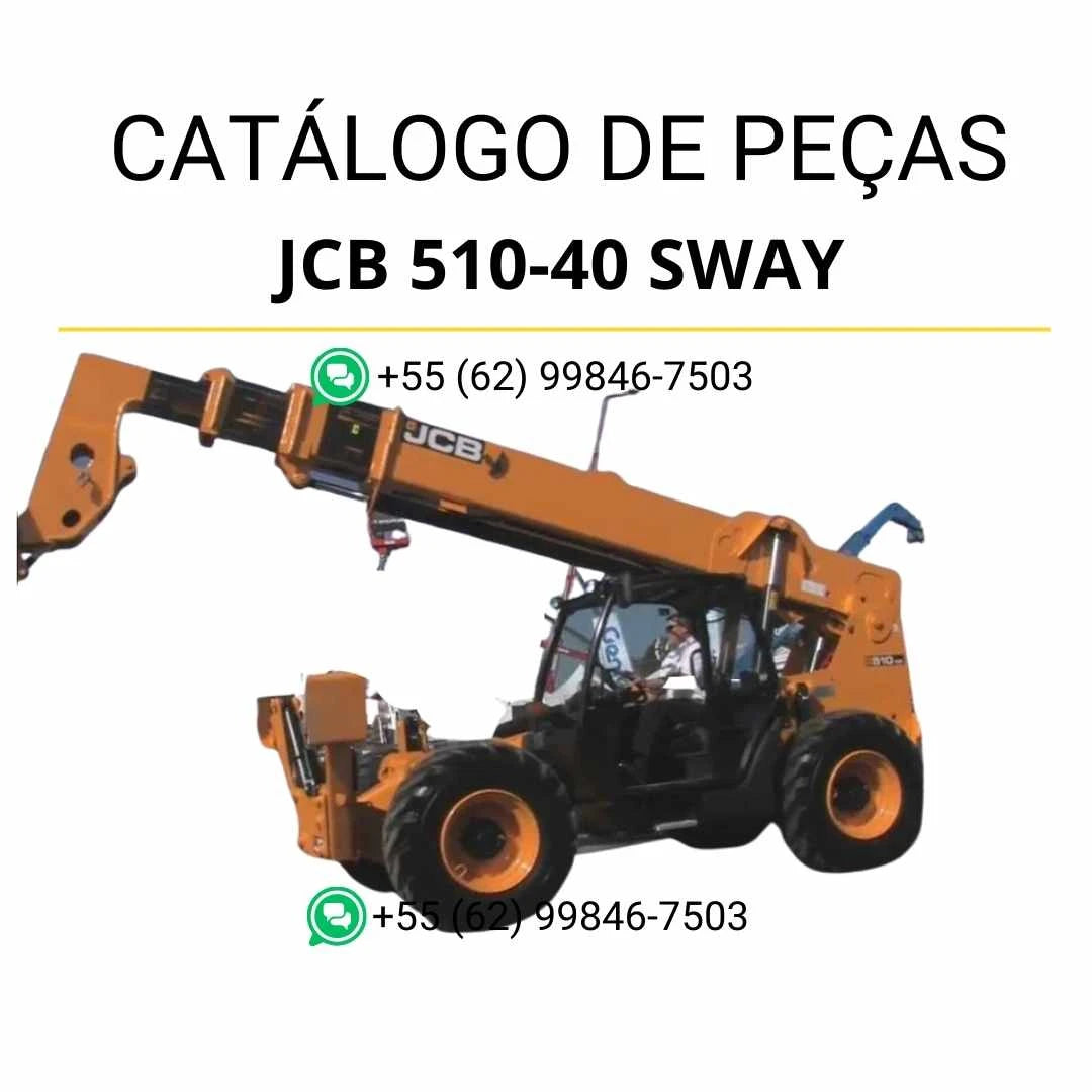 Catálogo de peças JCB 510-40 SWAY em PDF para manipuladores telescópicos, com ilustrações técnicas e identificação completa dos componentes