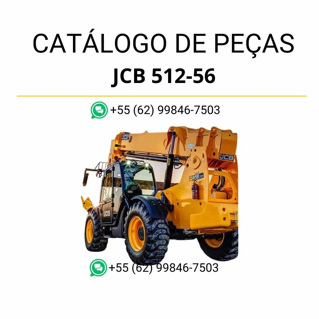 Catálogo de peças JCB 512-56 em PDF para manipuladores telescópicos, com diagramas detalhados e componentes originais listados