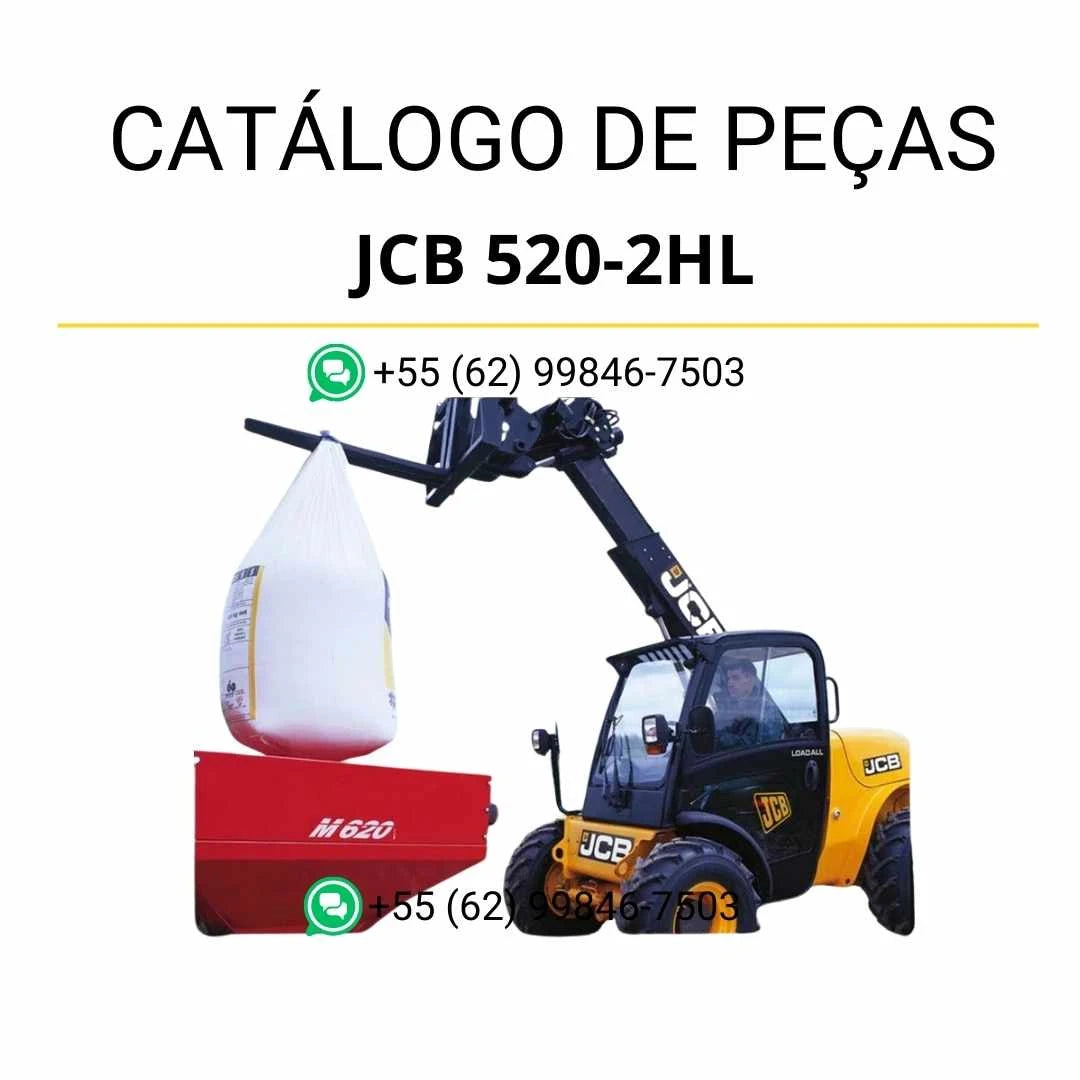 Catálogo de peças JCB 520-2HL para manipuladores telescópicos em PDF, com ilustrações técnicas detalhadas e identificação completa dos componentes