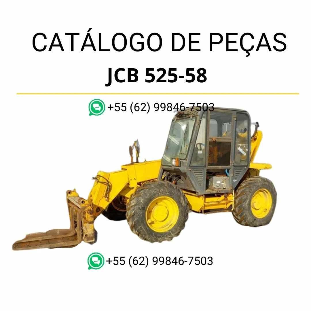 Catálogo de peças JCB 525-58 em PDF para manipuladores telescópicos, com ilustrações técnicas detalhadas e identificação completa dos componentes