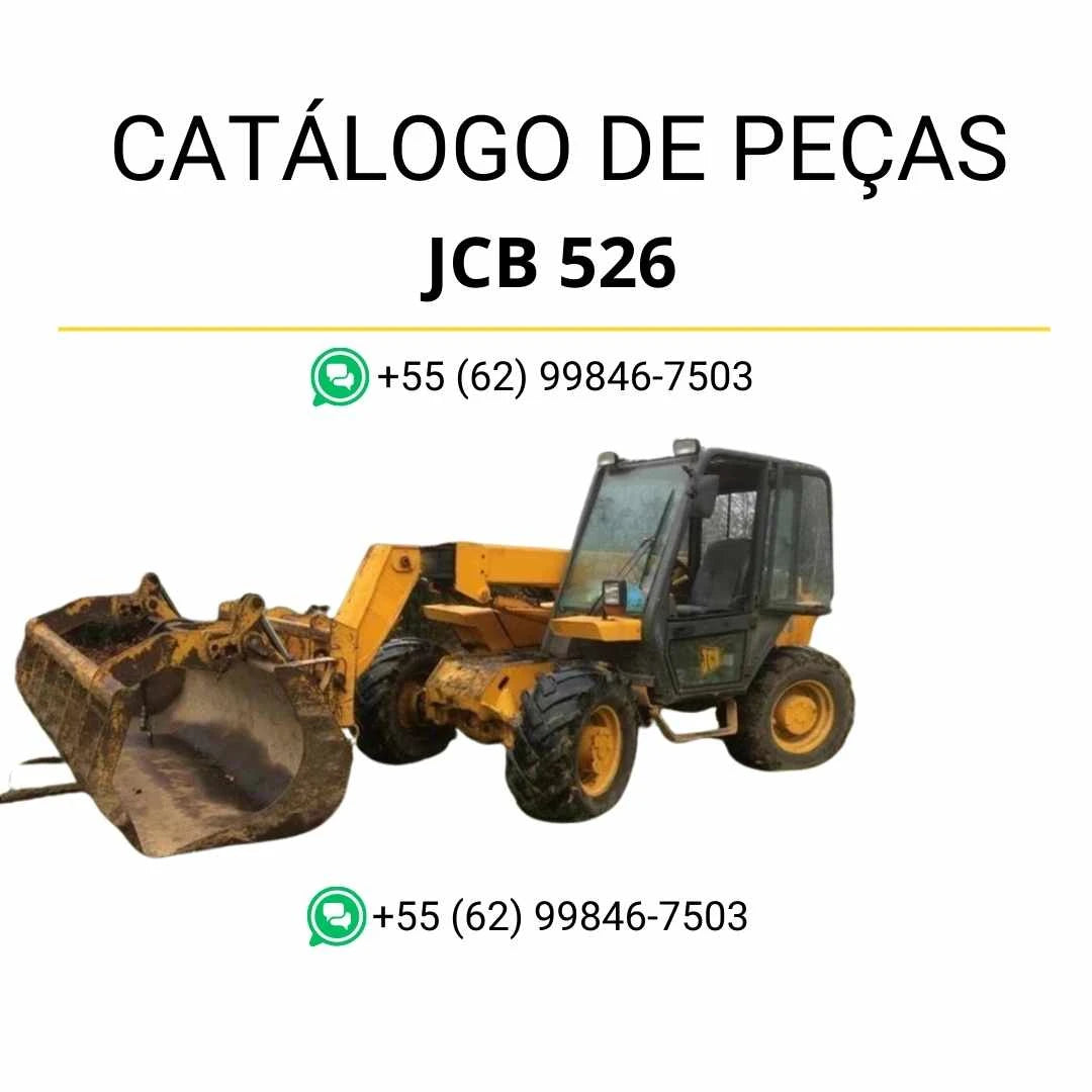 Catálogo de peças JCB 526 para manipuladores telescópicos em PDF, com ilustrações técnicas detalhadas e identificação completa dos conjuntos e componentes
