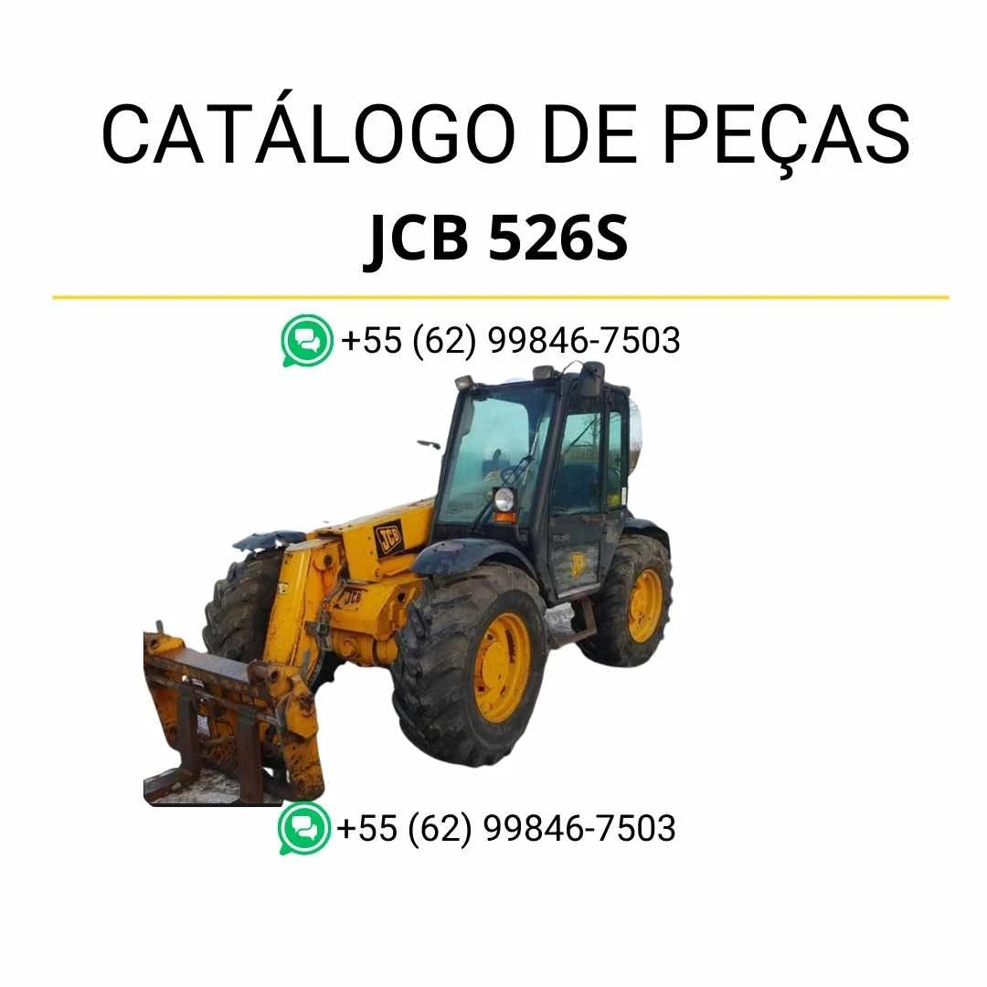 Catálogo de peças JCB 526S para manipuladores telescópicos em PDF, com ilustrações técnicas detalhadas e identificação completa dos componentes