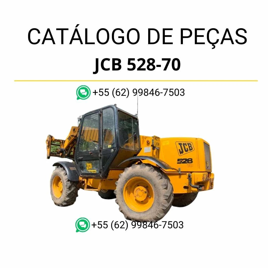 Catálogo de peças JCB 528-70 para manipuladores telescópicos em PDF, com ilustrações técnicas detalhadas e identificação completa dos conjuntos e componentes