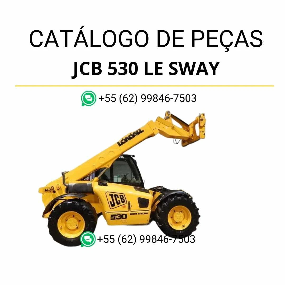Catálogo de peças JCB 530 LE Sway para manipuladores telescópicos em PDF, com ilustrações técnicas detalhadas e identificação completa dos componentes