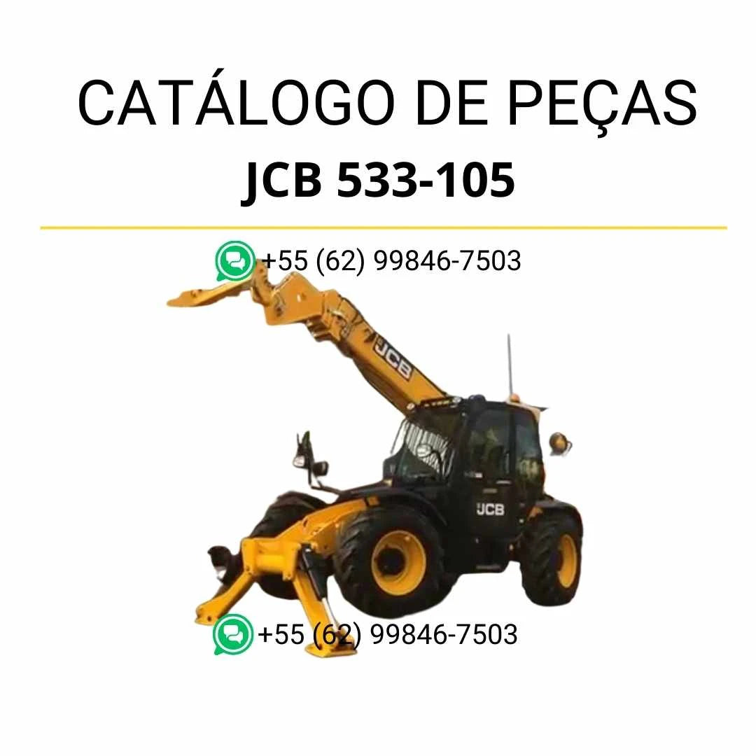 Catálogo de peças JCB 533-105 em PDF com ilustrações técnicas, lista de componentes e detalhes completos do manipulador telescópico
