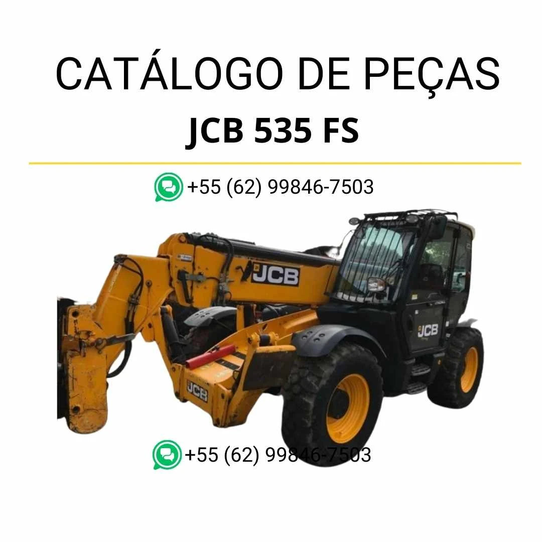 Catálogo de peças JCB 535 FS para manipuladores telescópicos em PDF, com ilustrações técnicas detalhadas e identificação completa dos componentes