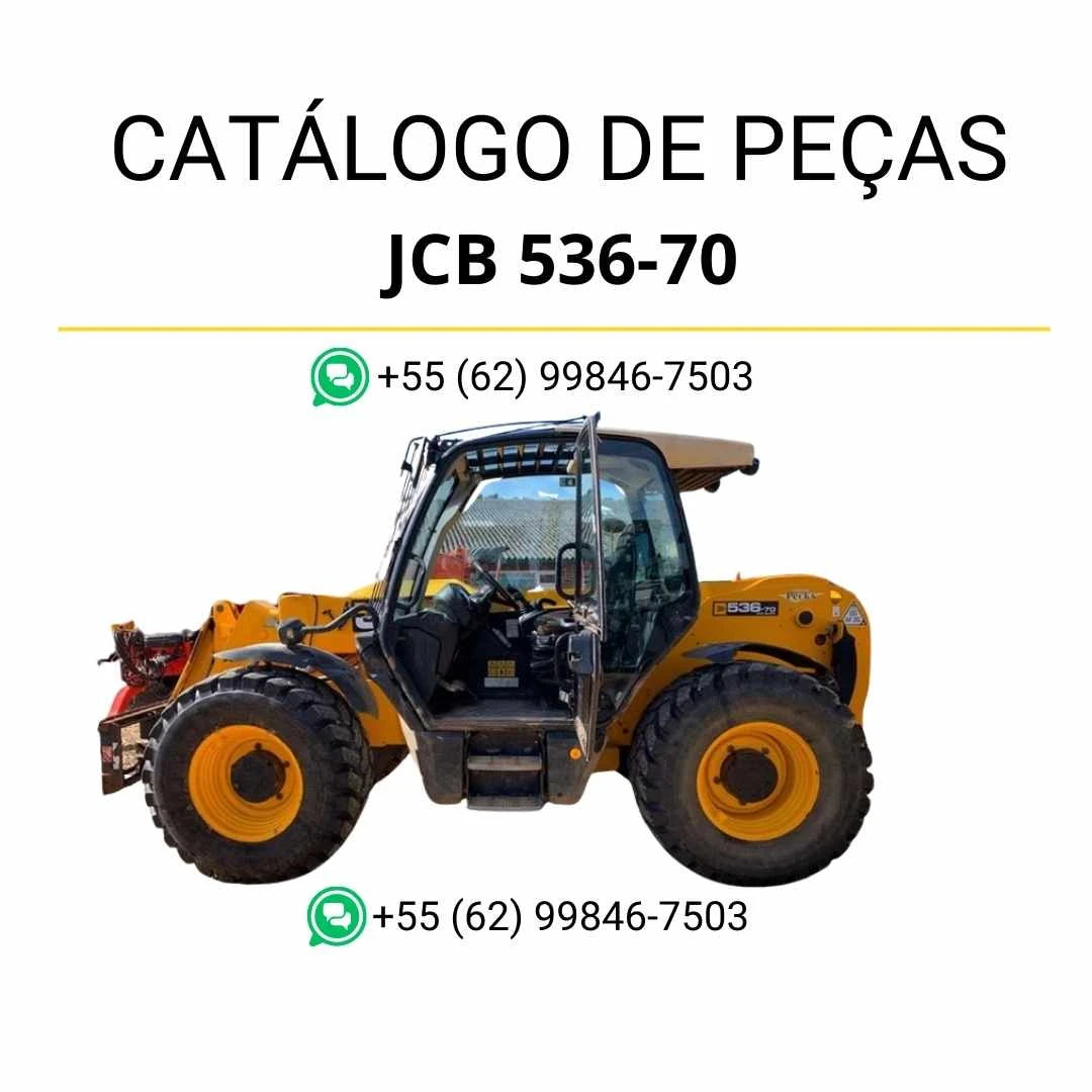 Catálogo de peças JCB 536-70 em PDF para manipuladores telescópicos, com ilustrações técnicas e identificação completa de componentes originais