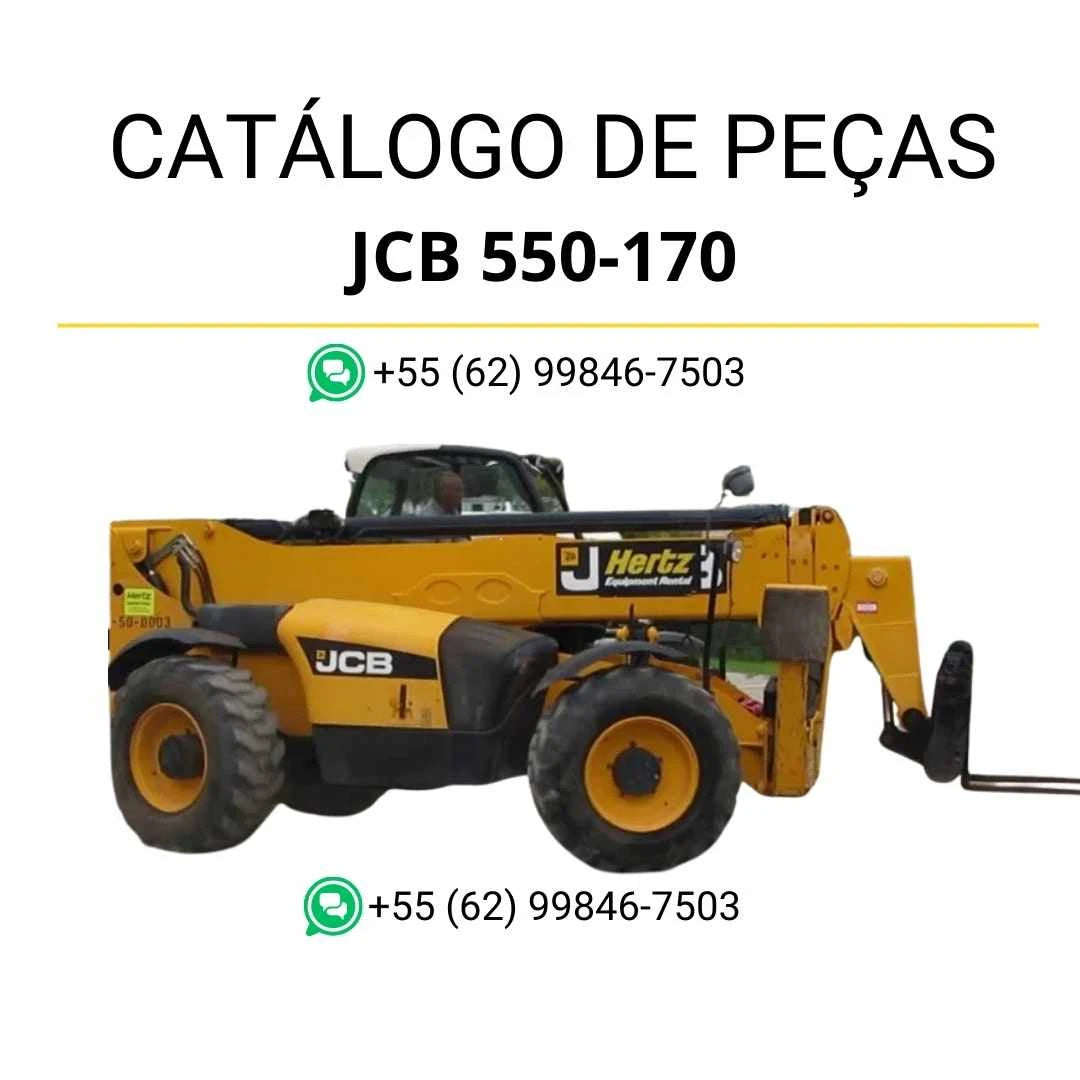 Catálogo de peças JCB 550-170 em PDF para manipuladores telescópicos, com vistas explodidas e identificação detalhada de componentes originais