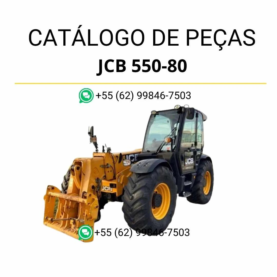 Catálogo de peças JCB 550-80 em PDF para manipuladores telescópicos, com ilustrações técnicas e identificação completa dos componentes