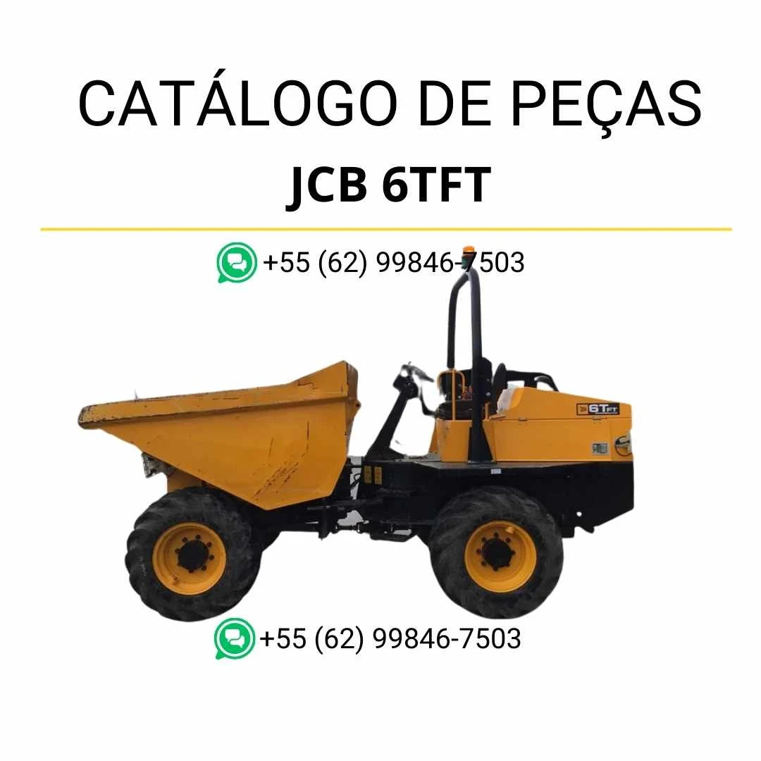 Catálogo de peças JCB 6TFT Site Dumper em PDF, com ilustrações técnicas detalhadas e identificação completa dos componentes originais