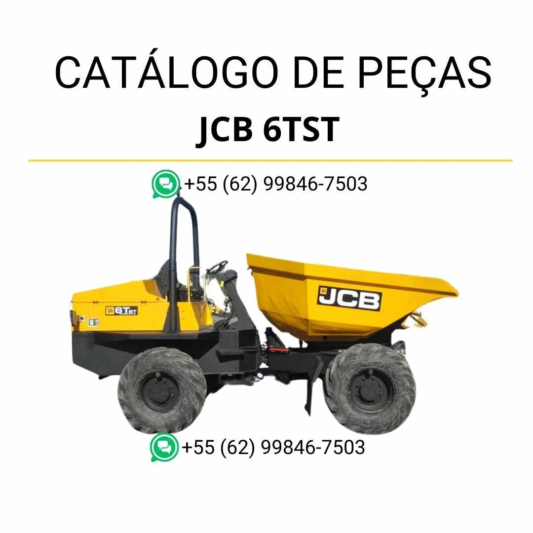 Catálogo de peças JCB 6TST Site Dumper em PDF, com ilustrações técnicas detalhadas e identificação completa de componentes originais